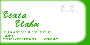 beata blahm business card